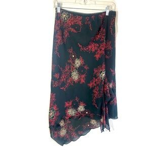 CHAPTER ONE SPORTSWEAR INC MIDI CHIFFON PRINTED SKIRT WAIST 30 inches
